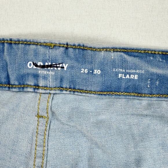 Old Navy Plus Women's Extra High Rise Flare Leg Jean Size 26-30 3X 4X Lgt Blue - Picture 4 of 13